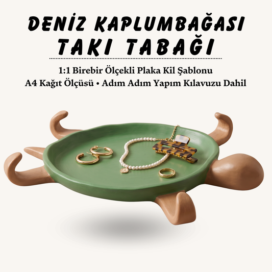 Deniz Kaplumbağası Kil Şablonu ve Yapım Kılavuzu – 1:1 Baskılı Tabak & Tepsi Kalıbı