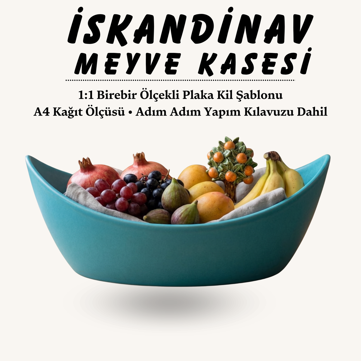 İskandinav Meyve Kasesi Kil Şablonu ve Yapım Kılavuzu – 1:1 Baskılı Kavisli Form Kalıbı