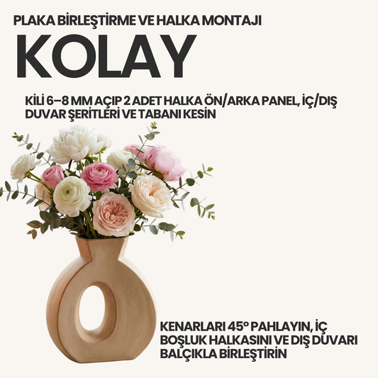 İskandinav Halka Vazo Kil Şablonu ve Yapım Kılavuzu – 1:1 Baskılı Donut Vazo Kalıbı