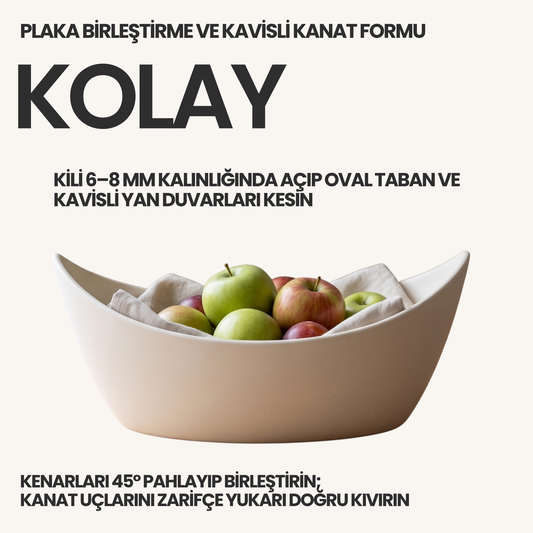 İskandinav Meyve Kasesi Kil Şablonu ve Yapım Kılavuzu – 1:1 Baskılı Kavisli Form Kalıbı